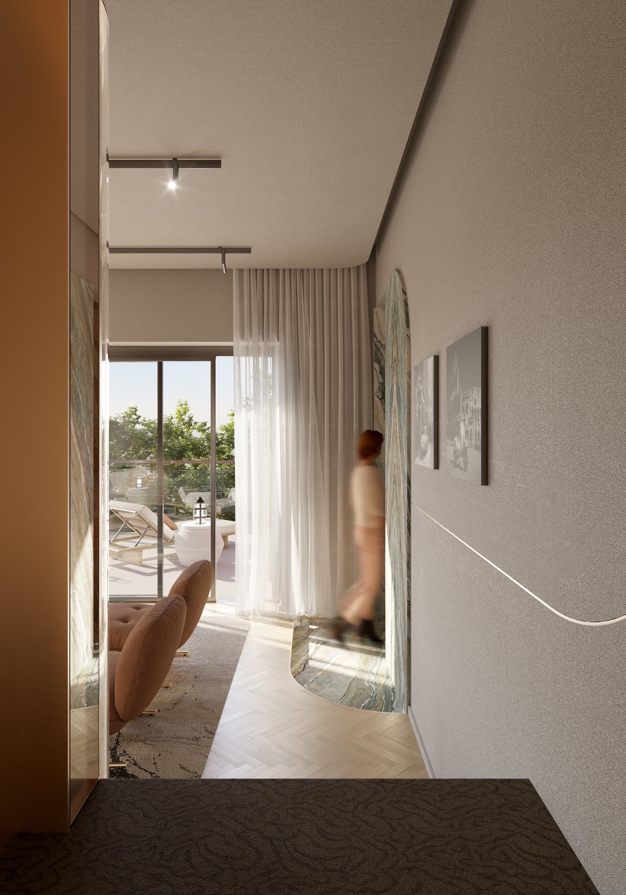 Interno 1 — Corridoio verso la terrazza