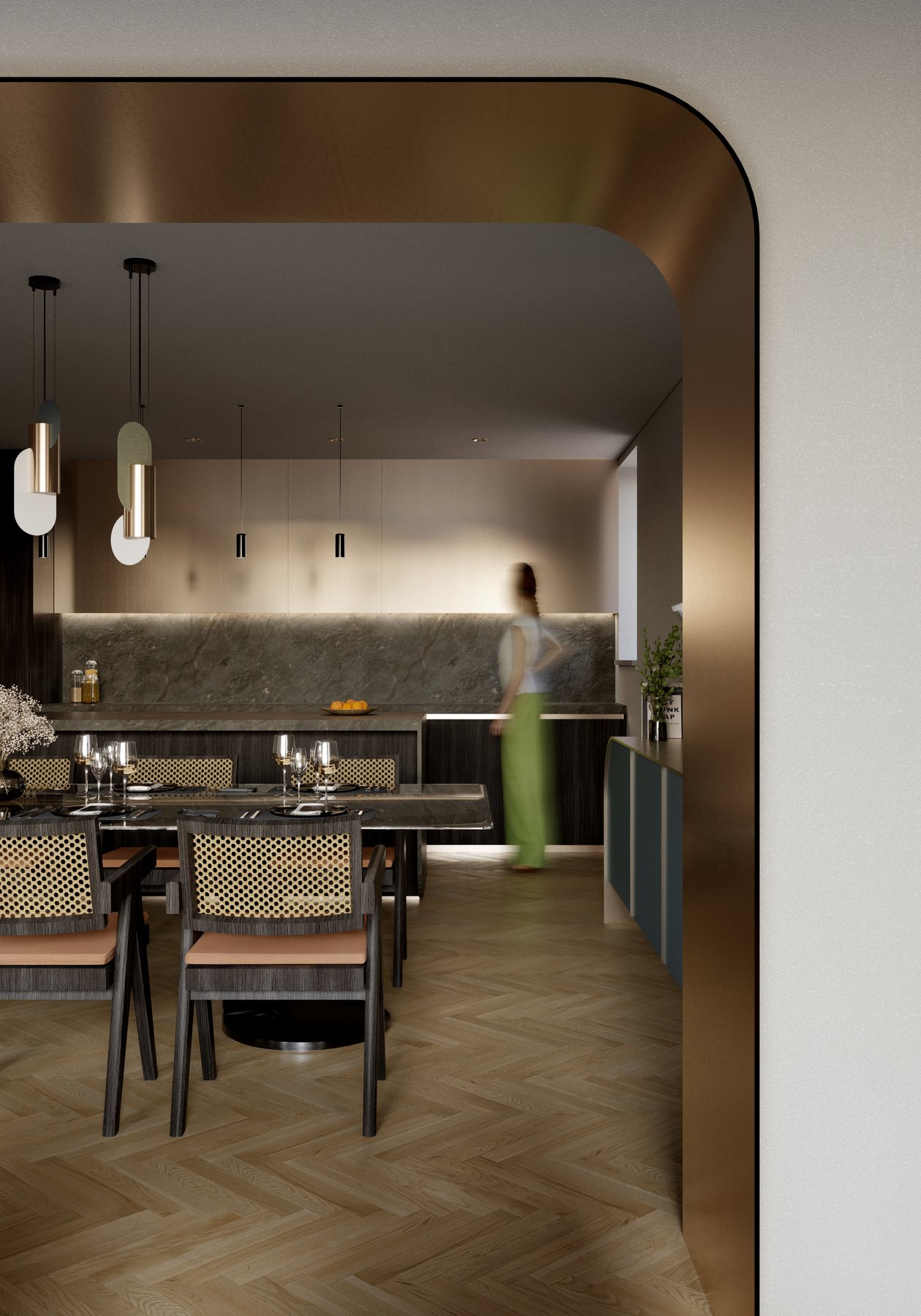 Int. 01 — Cucina e zona pranzo