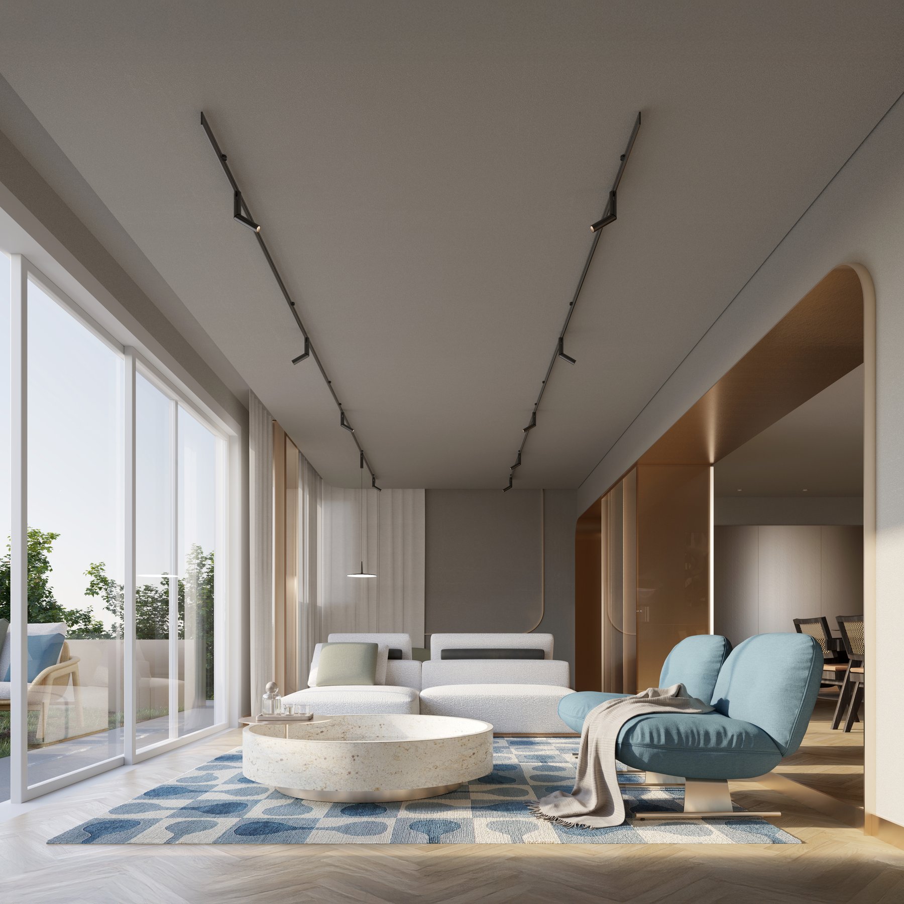 Int. 01 — Salone con vista sul giardino