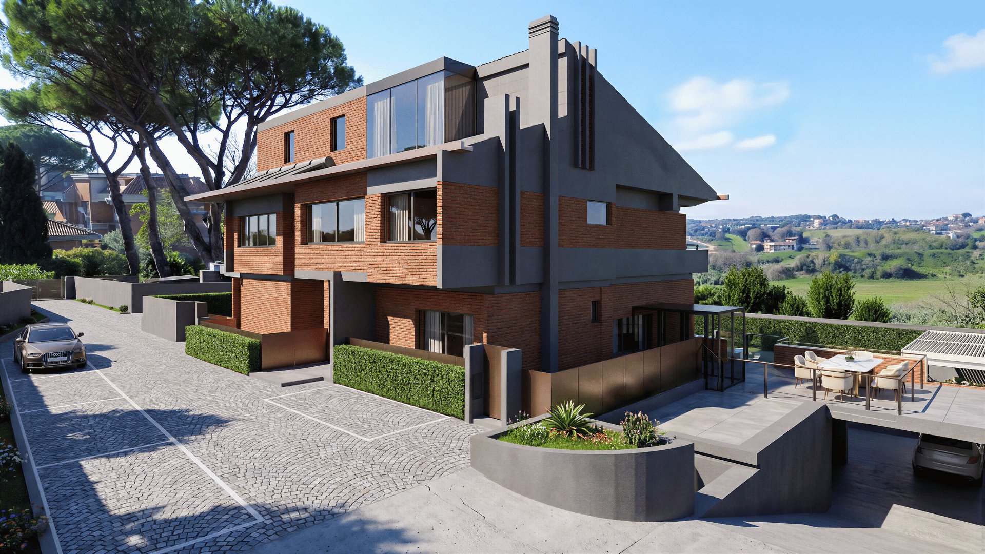 Vista posteriore Villa del Casaletto con piscina