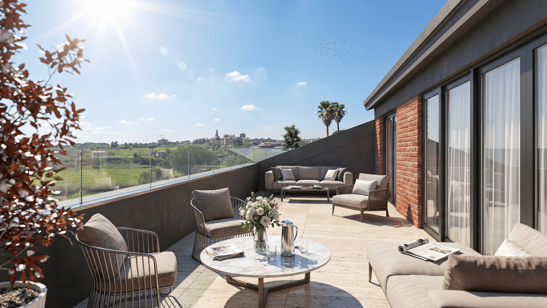 Terrazza panoramica attico con vista Roma